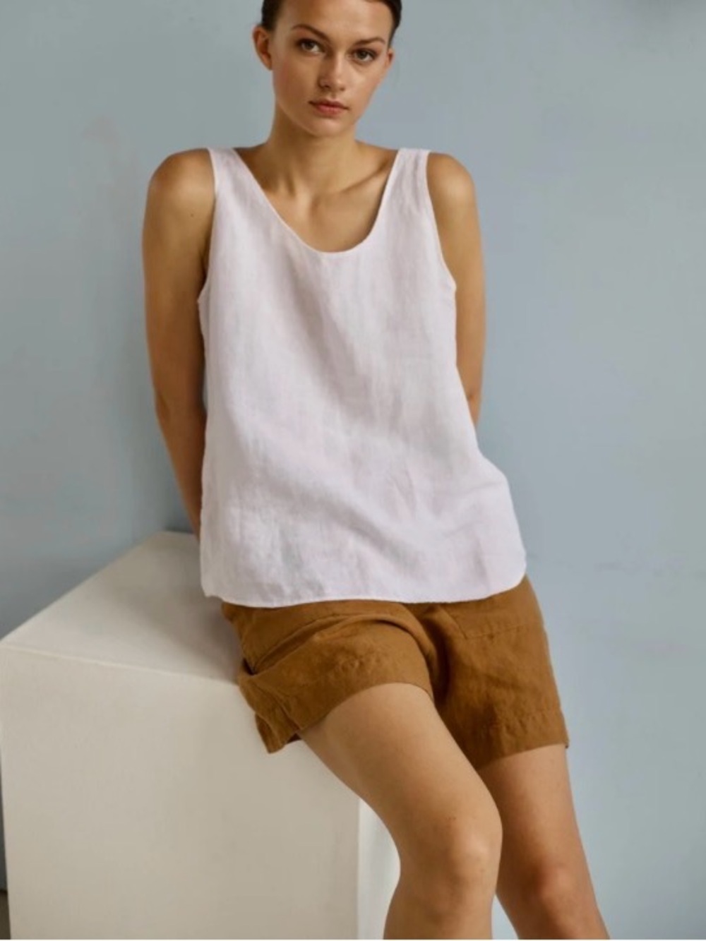 CP Shades Light Pink Irish Linen Scoop Neck Tank size large